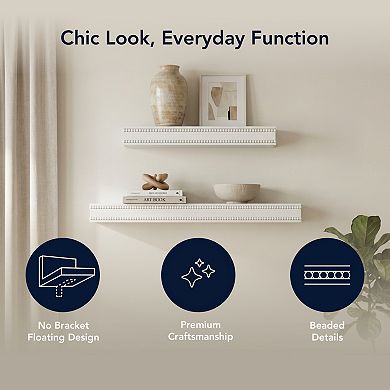 American Art Décor Beaded 2-Piece Floating Wall Shelf Set