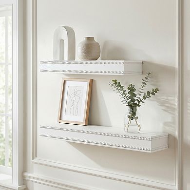 American Art Décor Beaded 2-Piece Floating Wall Shelf Set