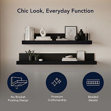 American Art Décor Beaded 2-Piece Floating Wall Shelf Ledge Set
