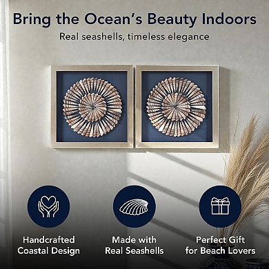 American Art Décor Seashell Shadowbox Wall Art Set of 2