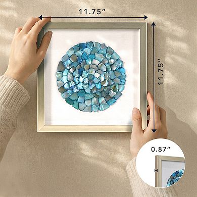 American Art Décor Round Seashell Sea Glass Shadowbox 2-Piece Set Wall Art