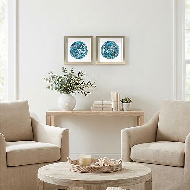 American Art Décor Round Seashell Sea Glass Shadowbox 2-Piece Set Wall Art