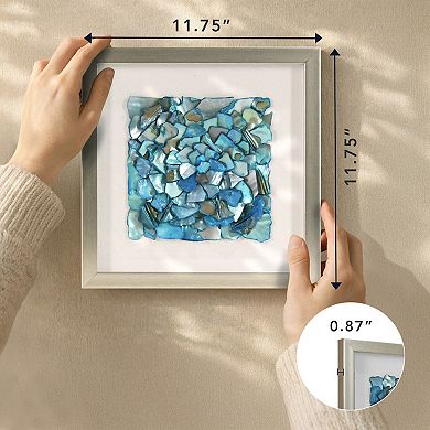 American Art Décor Sea Glass Square Seashell Shadowbox 2-Piece Set Wall Art