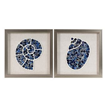 American Art Décor Sea Glass Shadowbox Wall Art Set of 2