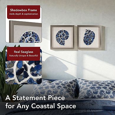 American Art Décor Sea Glass Shadowbox Wall Art Set of 2