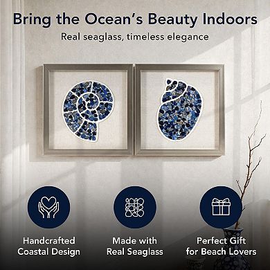 American Art Décor Sea Glass Shadowbox Wall Art Set of 2