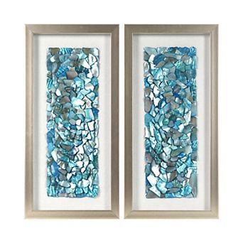 American Art Décor Sea Glass Shadowbox Wall Art Set of 2