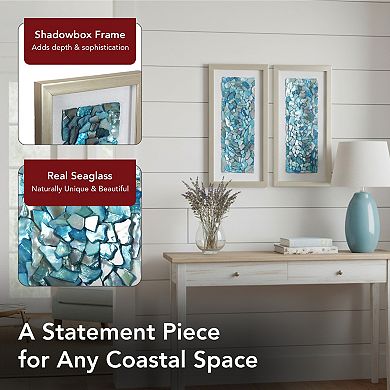 American Art Décor Sea Glass Shadowbox Wall Art Set of 2
