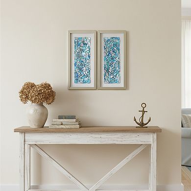 American Art Décor Sea Glass Shadowbox Wall Art Set of 2