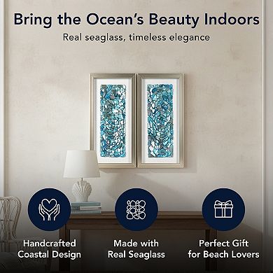 American Art Décor Sea Glass Shadowbox Wall Art Set of 2