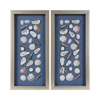 American Art Décor Mixed Seashell Shadowbox Wall Art Set of 2