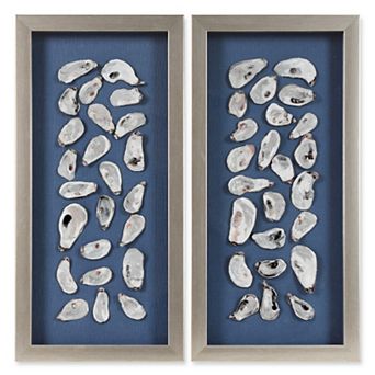 American Art Décor Oyster Seashell Shadowbox Wall Art Set of 2