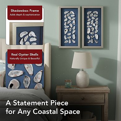 American Art Décor Oyster Seashell Shadowbox Wall Art Set of 2