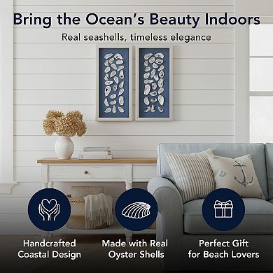 American Art Décor Oyster Seashell Shadowbox Wall Art Set of 2