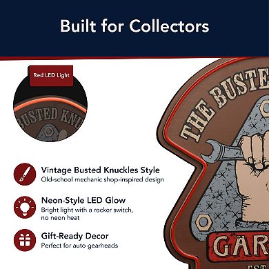 American Art Décor The Busted Knuckle Garage LED Wall Decor Sign