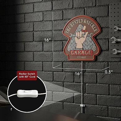 American Art Décor The Busted Knuckle Garage LED Wall Decor Sign
