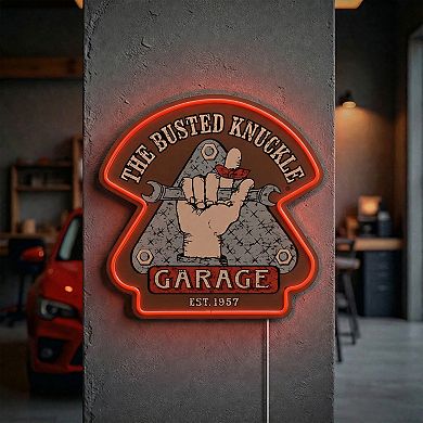 American Art Décor The Busted Knuckle Garage LED Wall Decor Sign