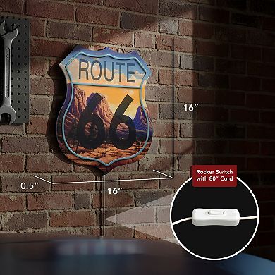 American Art Décor Route 66 LED Wall Decor Sign