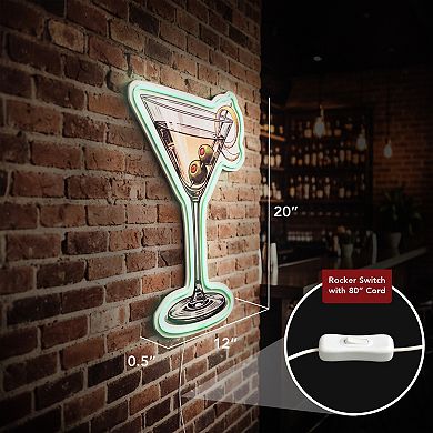 American Art Décor Martini Glass LED Wall Decor
