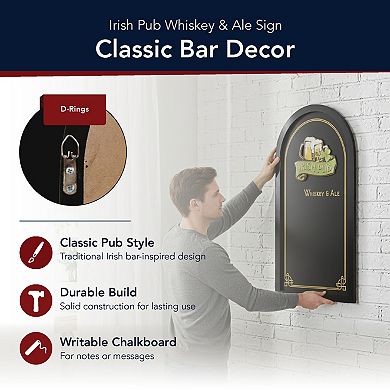 American Art Décor Irish Pub Whiskey & Ale Chalkboard Wall Decor 3D Design