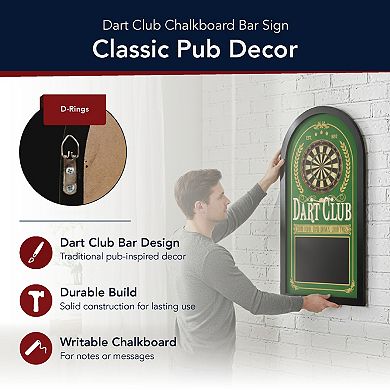 American Art Décor Dart Club Chalkboard Wall Decor MDF Blackboard Sign