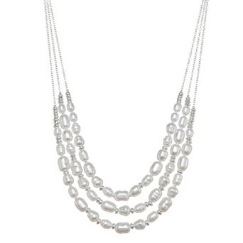 You're Invited Silver Tone Multirow Simulated Pearl Necklace