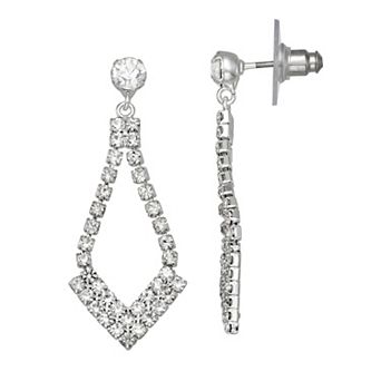 You're Invited Lab Created Rhinestone Long Oval Drop Earrings
