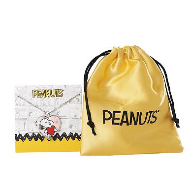 Peanuts Snoopy Heart Locket Pendant Necklace Silver Tone Officially Licensed