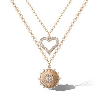 JS Jessica Simpson Gold Silver Heart Eye Layered Necklace Set