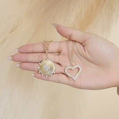 JS Jessica Simpson Gold Silver Heart Eye Layered Necklace Set