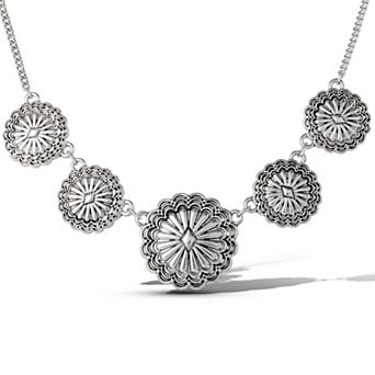 JS Jessica Simpson Statement Medallion Necklace in Antiqued Silver