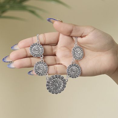 JS Jessica Simpson Statement Medallion Necklace in Antiqued Silver