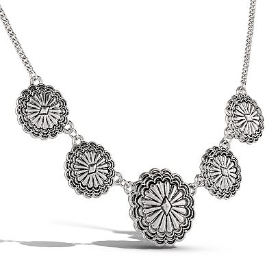 JS Jessica Simpson Statement Medallion Necklace in Antiqued Silver