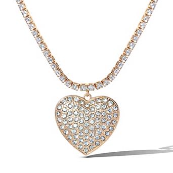 JS Jessica Simpson Gold Tone Heart Pendant Link Chain Necklace