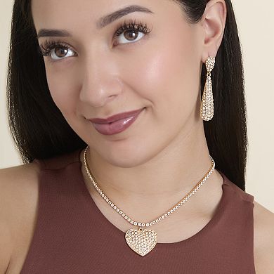 JS Jessica Simpson Gold Tone Heart Pendant Link Chain Necklace