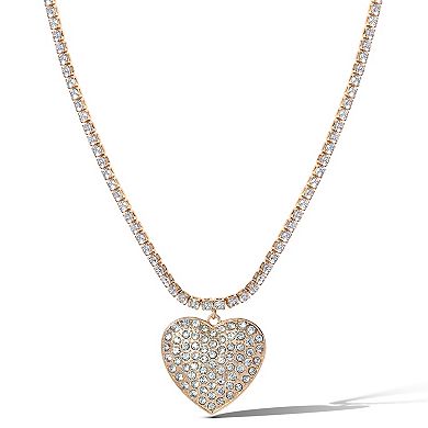 JS Jessica Simpson Gold Tone Heart Pendant Link Chain Necklace