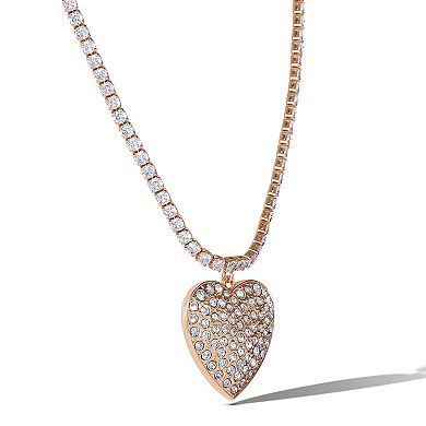 JS Jessica Simpson Gold Tone Heart Pendant Link Chain Necklace