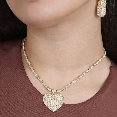 JS Jessica Simpson Gold Tone Heart Pendant Link Chain Necklace