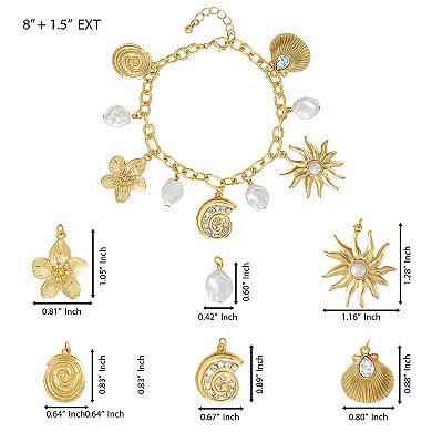 JS Jessica Simpson Gold-Tone Celestial Charm Bracelet with Imitation Pearls, Adjustable