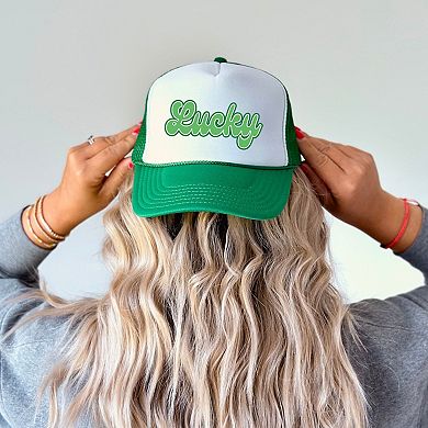Green Lucky Cursive - Women's Graphic Foam Trucker Hat