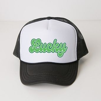 Green Lucky Cursive - Women's Graphic Foam Trucker Hat