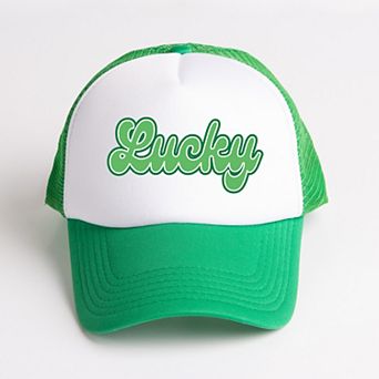 Green Lucky Cursive - Women's Graphic Foam Trucker Hat