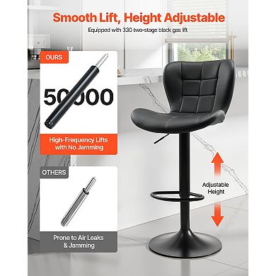 VEVOR Bar Stool Set of 2, Modern PU Leather Counter Height Stools