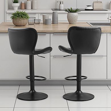 VEVOR Bar Stool Set of 2, Modern PU Leather Counter Height Stools