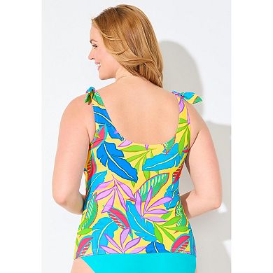 Swimsuits for All Women's Scoop Neck Tie-Shoulder Tankini Top