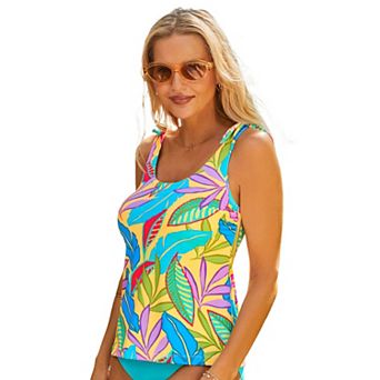Swimsuits for All Women's Scoop Neck Tie-Shoulder Tankini Top