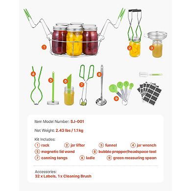 VEVOR Canning Supplies Starter Kit, 9 Pieces Stainless Steel Water Bath Canning Kit for Beginners