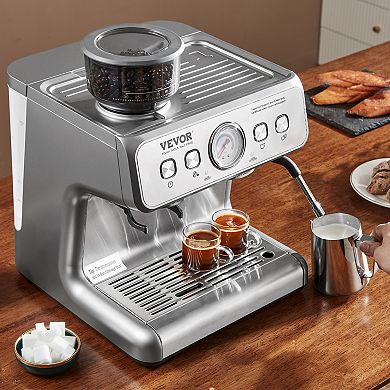 VEVOR Espresso Machine with Grinder, 15 Bar Semi-Automatic Espresso Coffee Maker