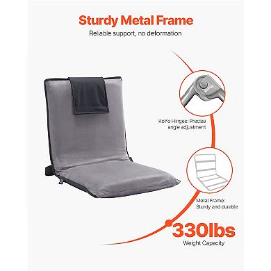 VEVOR Floor Chair, 6-Position Adjustable Meditation Chair with Back Support, Folding Sofa Chair Gray