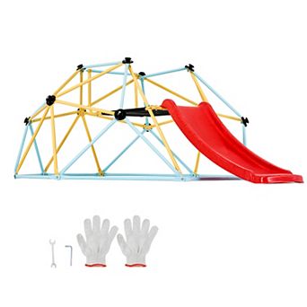 VEVOR Climbing Dome, for Kids 3 to 9 Years Old, 8FT Geometric Dome Climber with Slide,Jungle Gym